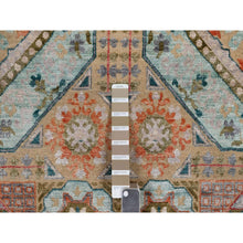 Load image into Gallery viewer, 9&#39;x12&#39;1&quot; Wood Brown, Hand Knotted, Mamluk Design With Geometric Medallions, Textured Wool And Silk, Oriental Rug FWR551340
