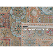 Load image into Gallery viewer, 9&#39;x12&#39;1&quot; Wood Brown, Hand Knotted, Mamluk Design With Geometric Medallions, Textured Wool And Silk, Oriental Rug FWR551340