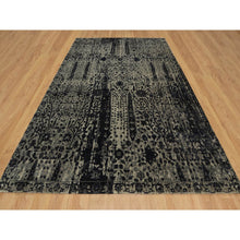 Load image into Gallery viewer, 8&#39;10&quot;x12&#39; Onyx Black, Broken And Erased Willow And Cypress Tree Design, 100% Ghazni Afghan Wool, Soft And Pliable, Hand Knotted, Oriental Rug FWR551352