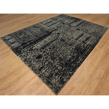 Load image into Gallery viewer, 8&#39;10&quot;x12&#39; Onyx Black, Broken And Erased Willow And Cypress Tree Design, 100% Ghazni Afghan Wool, Soft And Pliable, Hand Knotted, Oriental Rug FWR551352