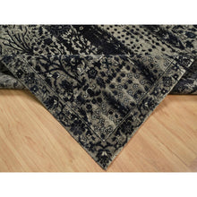 Load image into Gallery viewer, 8&#39;10&quot;x12&#39; Onyx Black, Broken And Erased Willow And Cypress Tree Design, 100% Ghazni Afghan Wool, Soft And Pliable, Hand Knotted, Oriental Rug FWR551352