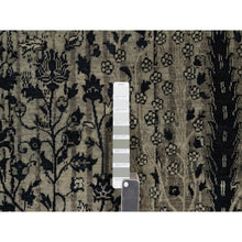Load image into Gallery viewer, 8&#39;10&quot;x12&#39; Onyx Black, Broken And Erased Willow And Cypress Tree Design, 100% Ghazni Afghan Wool, Soft And Pliable, Hand Knotted, Oriental Rug FWR551352