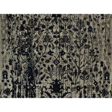 Load image into Gallery viewer, 8&#39;10&quot;x12&#39; Onyx Black, Broken And Erased Willow And Cypress Tree Design, 100% Ghazni Afghan Wool, Soft And Pliable, Hand Knotted, Oriental Rug FWR551352