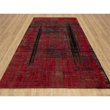 Load image into Gallery viewer, 8&#39;8&quot;x12&#39; Cherry Red, Broken And Erased Persian Pattern, Sari Silk With Oxidized Wool, Hand Knotted, Oriental Rug FWR551358