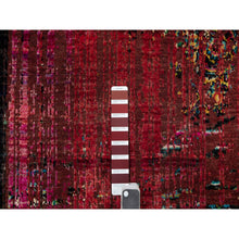 Load image into Gallery viewer, 8&#39;8&quot;x12&#39; Cherry Red, Broken And Erased Persian Pattern, Sari Silk With Oxidized Wool, Hand Knotted, Oriental Rug FWR551358