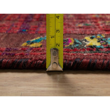 Load image into Gallery viewer, 8&#39;8&quot;x12&#39; Cherry Red, Broken And Erased Persian Pattern, Sari Silk With Oxidized Wool, Hand Knotted, Oriental Rug FWR551358