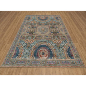 8'x10'2" Lark Brown, Textured Wool And Silk, Mamluk Design With Star Medallion, Hand Knotted, Oriental Rug FWR551364
