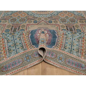 8'x10'2" Lark Brown, Textured Wool And Silk, Mamluk Design With Star Medallion, Hand Knotted, Oriental Rug FWR551364
