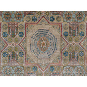 8'x10'2" Lark Brown, Textured Wool And Silk, Mamluk Design With Star Medallion, Hand Knotted, Oriental Rug FWR551364