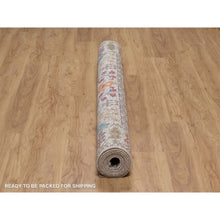 Load image into Gallery viewer, 6&#39;2&quot;x9&#39;2&quot; Snow White With Brown, Directional Vase Design, Silk With Textured Wool, Hand Knotted, Oriental Rug FWR551376