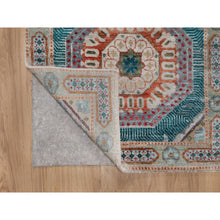 Load image into Gallery viewer, 2&#39;6&quot;x10&#39;1&quot; Khaki Brown, Mamluk Design With Geometric Medallions, Hand Knotted, Textured Wool And Silk, Runner, Oriental Rug FWR551382