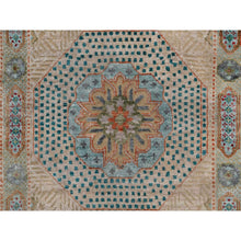 Load image into Gallery viewer, 2&#39;6&quot;x10&#39;1&quot; Khaki Brown, Mamluk Design With Geometric Medallions, Hand Knotted, Textured Wool And Silk, Runner, Oriental Rug FWR551382