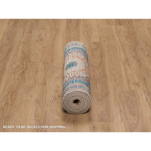 Load image into Gallery viewer, 2&#39;6&quot;x10&#39;1&quot; Khaki Brown, Mamluk Design With Geometric Medallions, Hand Knotted, Textured Wool And Silk, Runner, Oriental Rug FWR551382