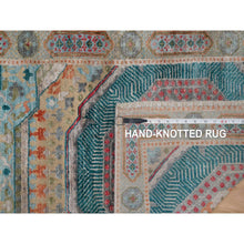 Load image into Gallery viewer, 2&#39;6&quot;x10&#39;1&quot; Khaki Brown, Mamluk Design With Geometric Medallions, Hand Knotted, Textured Wool And Silk, Runner, Oriental Rug FWR551382