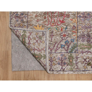 2'7"x27'3" Alabaster White With Brown, Directional Vase Design, Hand Knotted, Silk With Textured Wool, Xl Runner, Oriental Rug FWR551388
