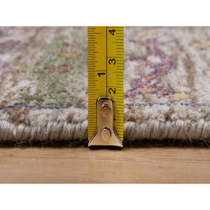 2'7"x27'3" Alabaster White With Brown, Directional Vase Design, Hand Knotted, Silk With Textured Wool, Xl Runner, Oriental Rug FWR551388