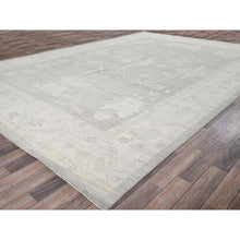 Load image into Gallery viewer, 9&#39;8&quot;x13&#39;10&quot; Misty Gray, White Wash Peshawar With All Over Leaf Design, Hand Knotted, Pure Wool, Densely Woven, Oriental Rug FWR5508