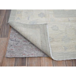 9'8"x13'10" Misty Gray, White Wash Peshawar With All Over Leaf Design, Hand Knotted, Pure Wool, Densely Woven, Oriental Rug FWR5508