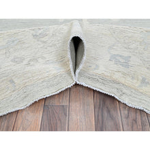 Load image into Gallery viewer, 9&#39;8&quot;x13&#39;10&quot; Misty Gray, White Wash Peshawar With All Over Leaf Design, Hand Knotted, Pure Wool, Densely Woven, Oriental Rug FWR5508