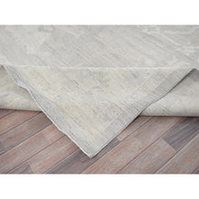 Load image into Gallery viewer, 9&#39;8&quot;x13&#39;10&quot; Misty Gray, White Wash Peshawar With All Over Leaf Design, Hand Knotted, Pure Wool, Densely Woven, Oriental Rug FWR5508