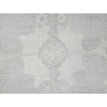 Load image into Gallery viewer, 9&#39;8&quot;x13&#39;10&quot; Misty Gray, White Wash Peshawar With All Over Leaf Design, Hand Knotted, Pure Wool, Densely Woven, Oriental Rug FWR5508