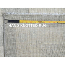 Load image into Gallery viewer, 9&#39;8&quot;x13&#39;10&quot; Misty Gray, White Wash Peshawar With All Over Leaf Design, Hand Knotted, Pure Wool, Densely Woven, Oriental Rug FWR5508