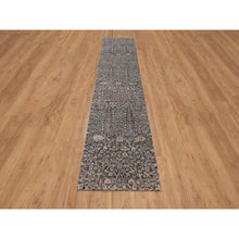 Load image into Gallery viewer, 2&#39;4&quot;x12&#39; Bistre Brown, Willow And Cypress Tree Design, Denser Weave, Textured Wool And Silk, Hand Knotted, Runner, Oriental Rug FWR551406