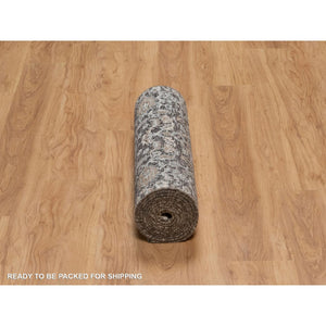 2'4"x12' Bistre Brown, Willow And Cypress Tree Design, Denser Weave, Textured Wool And Silk, Hand Knotted, Runner, Oriental Rug FWR551406
