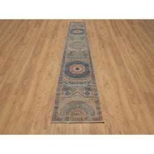 Load image into Gallery viewer, 2&#39;7&quot;x15&#39;10&quot; Lark Brown, Mamluk Design With Geometric Medallions, Textured Wool And Silk, Hand Knotted, Xl Runner, Oriental Rug FWR551412
