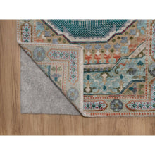 Load image into Gallery viewer, 2&#39;7&quot;x12&#39;1&quot; Almond Brown, Hand Knotted, Mamluk Design With Geometric Medallions, Textured Wool And Silk, Runner, Oriental Rug FWR551418