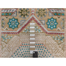 Load image into Gallery viewer, 2&#39;7&quot;x12&#39;1&quot; Almond Brown, Hand Knotted, Mamluk Design With Geometric Medallions, Textured Wool And Silk, Runner, Oriental Rug FWR551418