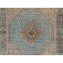 Load image into Gallery viewer, 2&#39;7&quot;x12&#39;1&quot; Almond Brown, Hand Knotted, Mamluk Design With Geometric Medallions, Textured Wool And Silk, Runner, Oriental Rug FWR551418