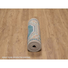 Load image into Gallery viewer, 2&#39;7&quot;x12&#39;1&quot; Almond Brown, Hand Knotted, Mamluk Design With Geometric Medallions, Textured Wool And Silk, Runner, Oriental Rug FWR551418