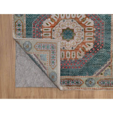Load image into Gallery viewer, 2&#39;7&quot;x10&#39; Khaki Brown, Hand Knotted, Mamluk Design With Geometric Medallions, Textured Wool And Silk, Runner, Oriental Rug FWR551424