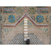Load image into Gallery viewer, 2&#39;7&quot;x10&#39; Khaki Brown, Hand Knotted, Mamluk Design With Geometric Medallions, Textured Wool And Silk, Runner, Oriental Rug FWR551424