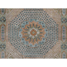 Load image into Gallery viewer, 2&#39;7&quot;x10&#39; Khaki Brown, Hand Knotted, Mamluk Design With Geometric Medallions, Textured Wool And Silk, Runner, Oriental Rug FWR551424