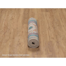 Load image into Gallery viewer, 2&#39;7&quot;x10&#39; Khaki Brown, Hand Knotted, Mamluk Design With Geometric Medallions, Textured Wool And Silk, Runner, Oriental Rug FWR551424