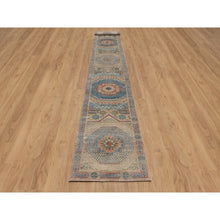 Load image into Gallery viewer, 2&#39;7&quot;x18&#39; Wood Brown, Hand Knotted, Mamluk Design With Geometric Medallions, Textured Wool And Silk, Xl Runner, Oriental Rug FWR551430