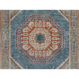 2'7"x18' Wood Brown, Hand Knotted, Mamluk Design With Geometric Medallions, Textured Wool And Silk, Xl Runner, Oriental Rug FWR551430