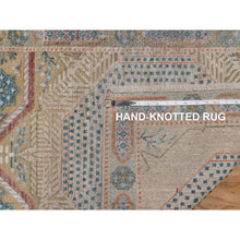 Load image into Gallery viewer, 2&#39;7&quot;x18&#39; Wood Brown, Hand Knotted, Mamluk Design With Geometric Medallions, Textured Wool And Silk, Xl Runner, Oriental Rug FWR551430
