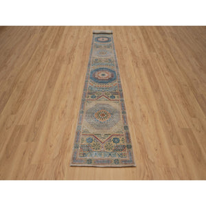 2'8"x19'10" Almond Brown, Mamluk Design With Geometric Medallions, Hand Knotted, Textured Wool And Silk, Xl Runner, Oriental Rug FWR551436