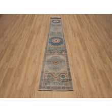 Load image into Gallery viewer, 2&#39;8&quot;x19&#39;10&quot; Almond Brown, Mamluk Design With Geometric Medallions, Hand Knotted, Textured Wool And Silk, Xl Runner, Oriental Rug FWR551436
