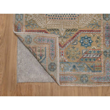 Load image into Gallery viewer, 2&#39;8&quot;x19&#39;10&quot; Almond Brown, Mamluk Design With Geometric Medallions, Hand Knotted, Textured Wool And Silk, Xl Runner, Oriental Rug FWR551436