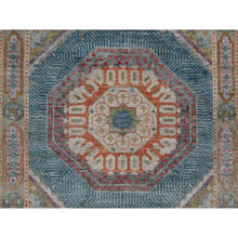 Load image into Gallery viewer, 2&#39;8&quot;x19&#39;10&quot; Almond Brown, Mamluk Design With Geometric Medallions, Hand Knotted, Textured Wool And Silk, Xl Runner, Oriental Rug FWR551436