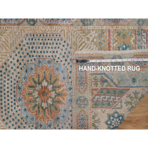 2'8"x19'10" Almond Brown, Mamluk Design With Geometric Medallions, Hand Knotted, Textured Wool And Silk, Xl Runner, Oriental Rug FWR551436