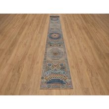 Load image into Gallery viewer, 2&#39;6&quot;x21&#39;10&quot; Lark Brown, Hand Knotted, Mamluk Design With Geometric Medallions, Textured Wool And Silk, Xl Runner, Oriental Rug FWR551442