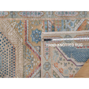 2'6"x21'10" Lark Brown, Hand Knotted, Mamluk Design With Geometric Medallions, Textured Wool And Silk, Xl Runner, Oriental Rug FWR551442