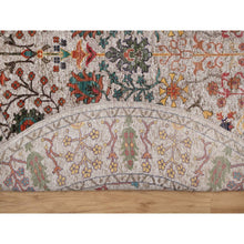 Load image into Gallery viewer, 6&#39;x6&#39; Swan White With Brown, Directional Vase Design, Hand Knotted, Silk With Textured Wool, Round, Oriental Rug FWR551448