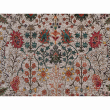 Load image into Gallery viewer, 6&#39;x6&#39; Swan White With Brown, Directional Vase Design, Hand Knotted, Silk With Textured Wool, Round, Oriental Rug FWR551448