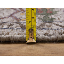 Load image into Gallery viewer, 6&#39;x6&#39; Swan White With Brown, Directional Vase Design, Hand Knotted, Silk With Textured Wool, Round, Oriental Rug FWR551448